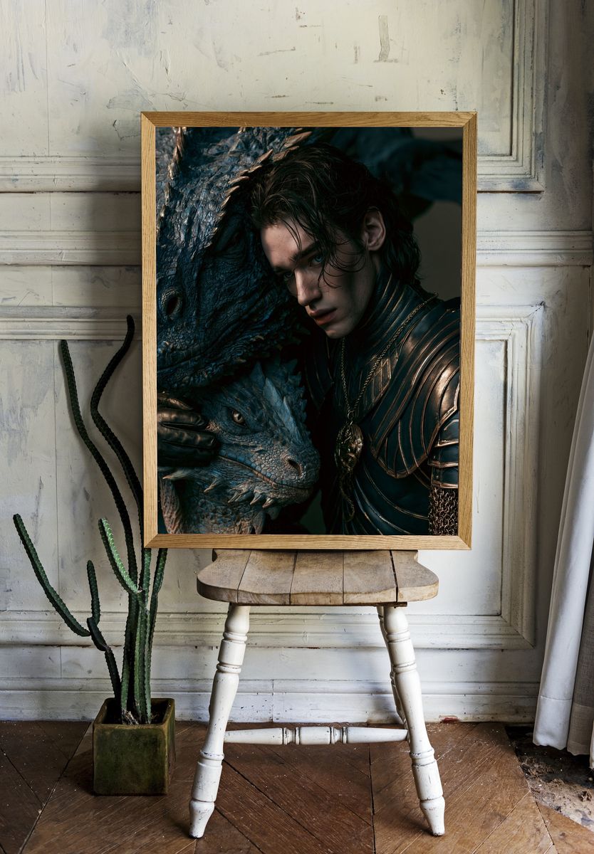 Dragon Rider Fantasy Portrait Poster. room preview