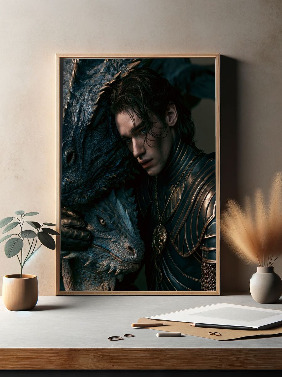 Dragon Rider Fantasy Portrait Poster. — room view 2