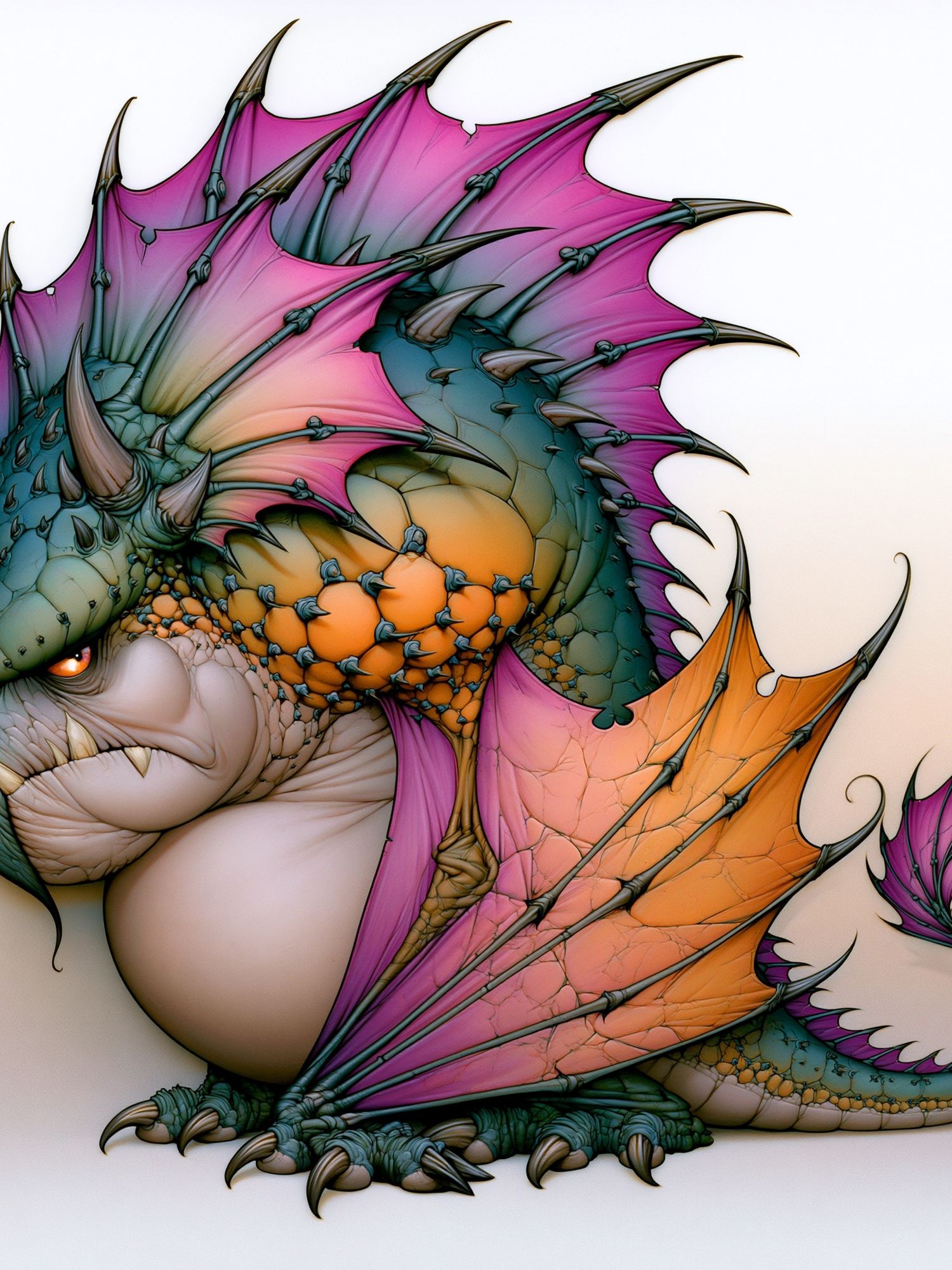 Rainbow Dragon Illustration Poster. poster — illustration art