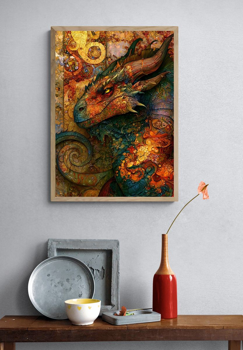 Dragon Mosaic Fantasy Print. — room view 3