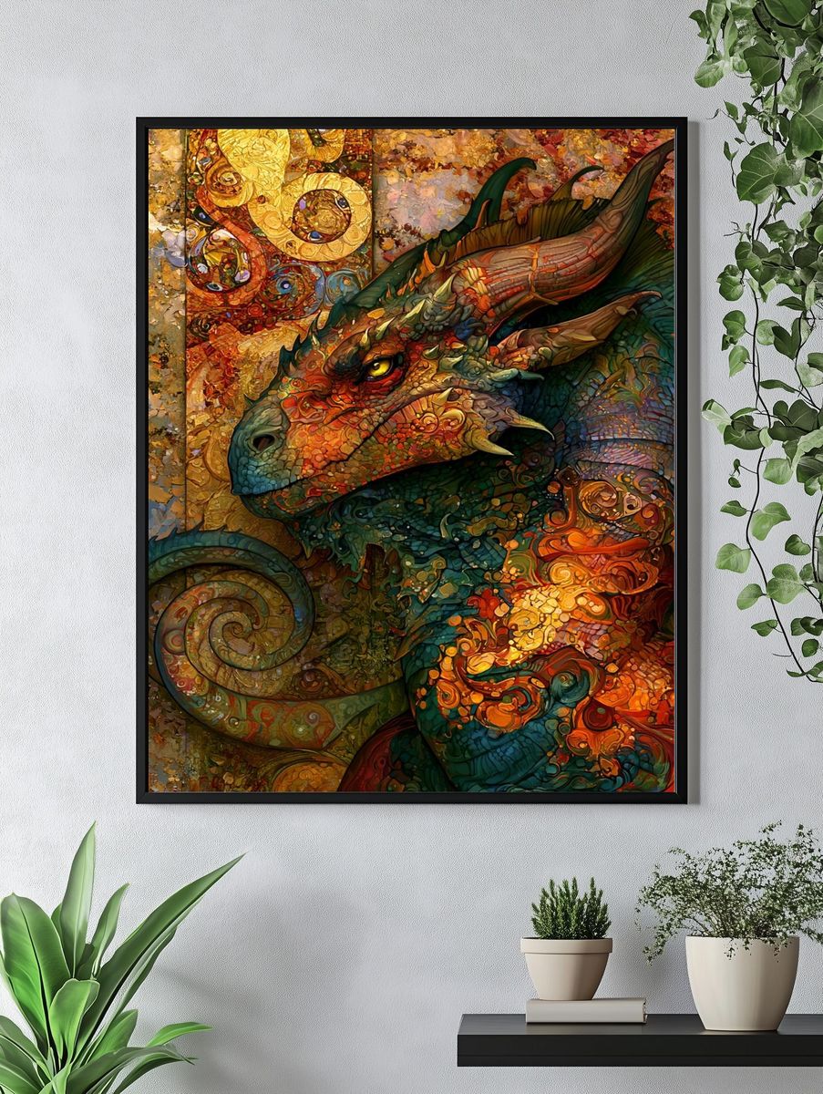 Dragon Mosaic Fantasy Print. — room view 4