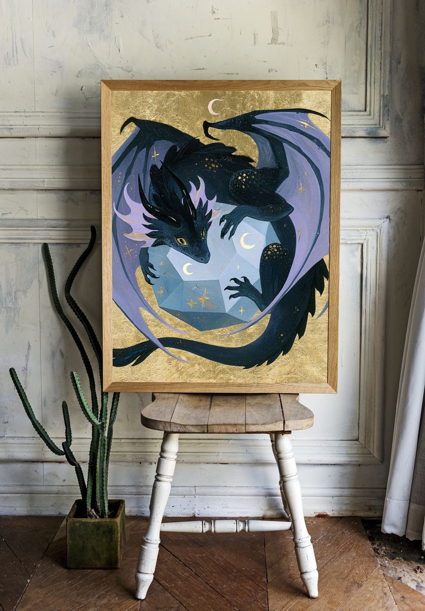 Celestial Dragon Illustration Poster. room preview