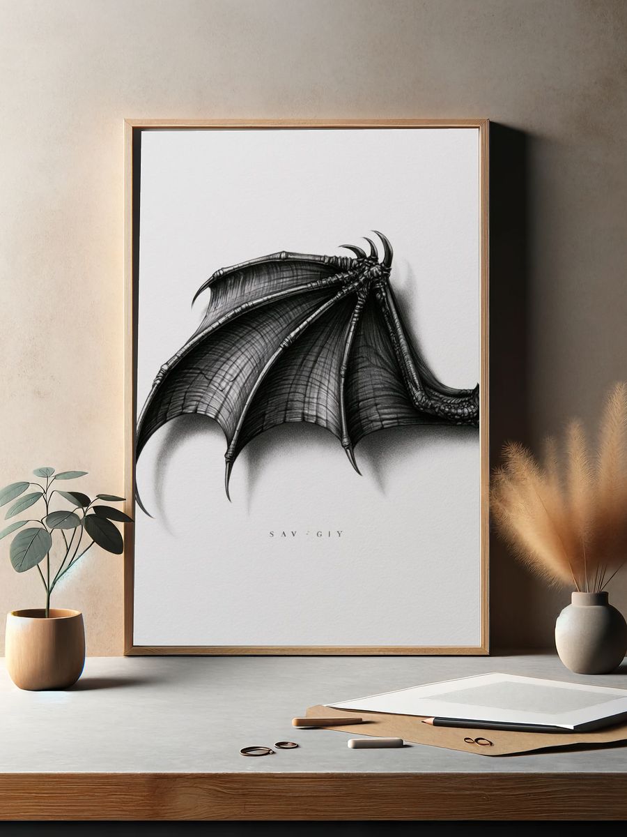 Dragon Wing Sketch Poster. — room view 2