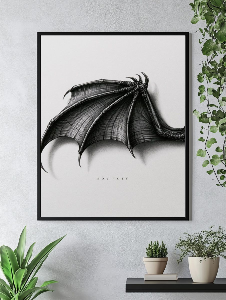 Dragon Wing Sketch Poster. — room view 4