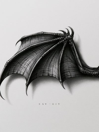 Dragon Wing Sketch Poster.