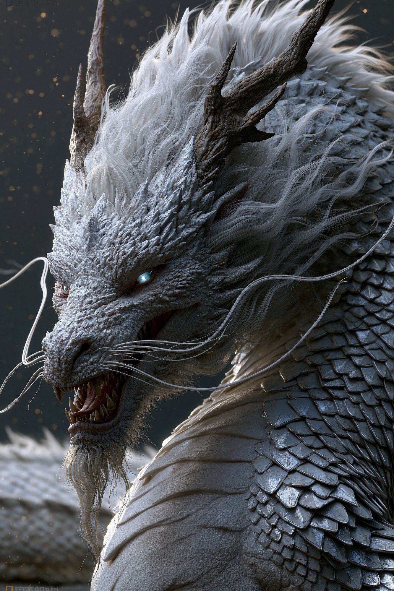 White Dragon Fantasy Illustration Poster. poster — illustration art