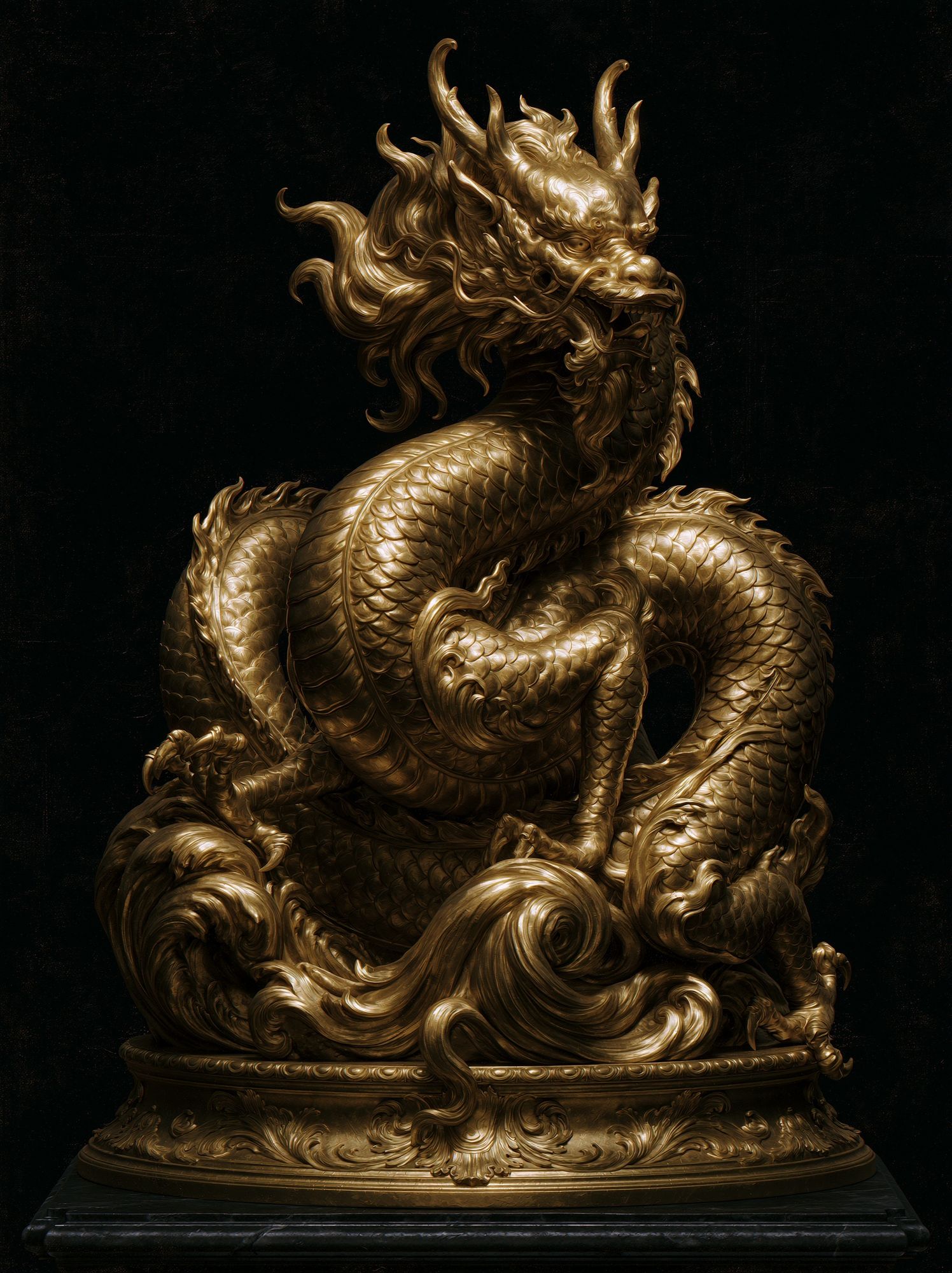 Golden Dragon Sculpture Poster. poster detail