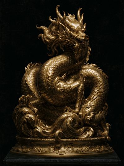 Golden Dragon Sculpture Poster. poster