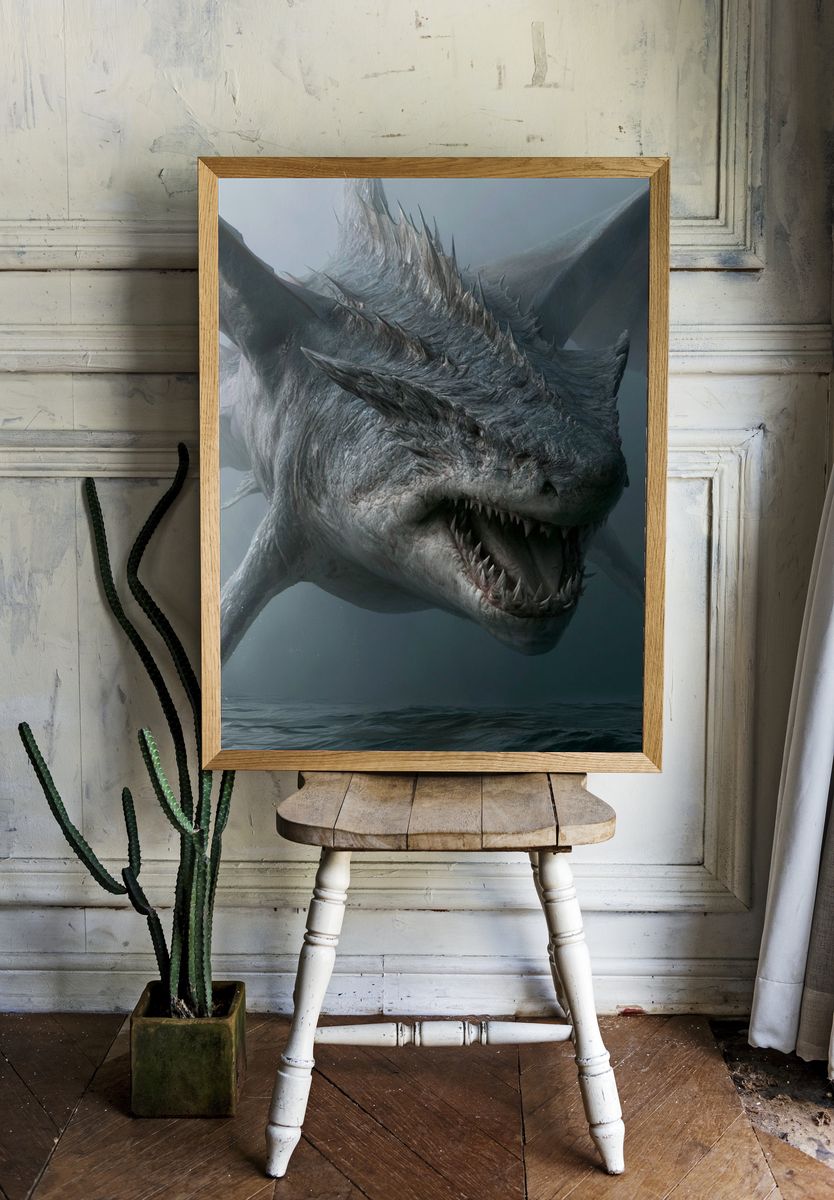 Sea Dragon Fantasy Poster. room preview