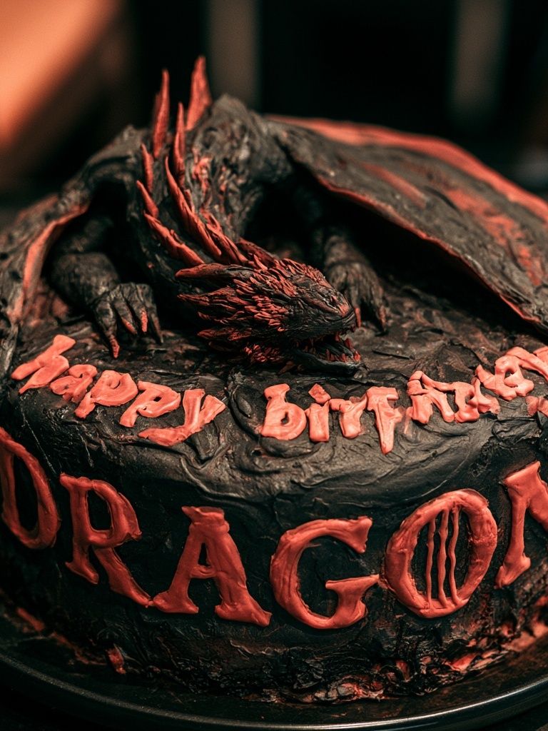 Dragon Birthday Cake Photography Poster. poster detail