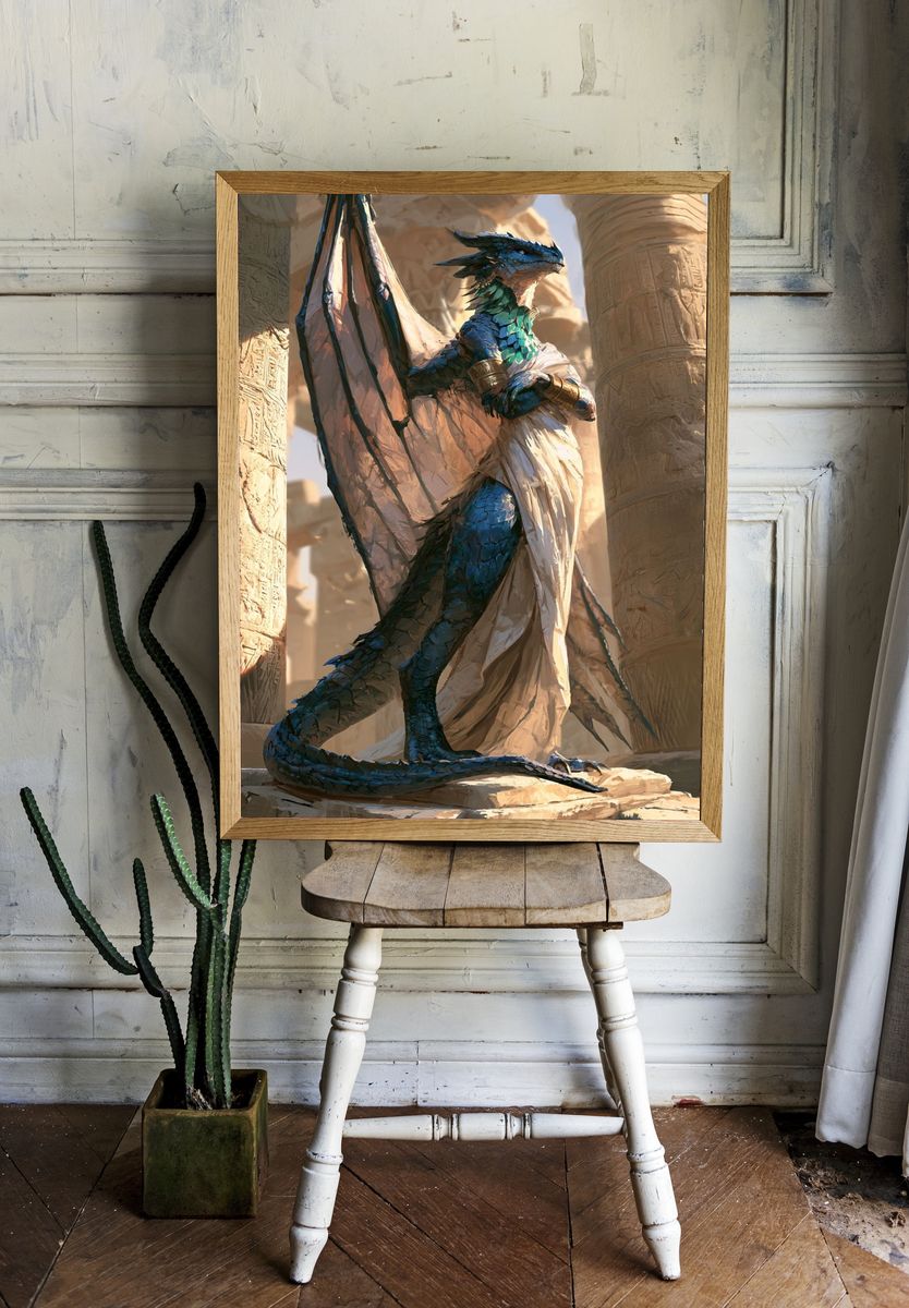 Dragon Statue Fantasy Illustration Poster. — room view 1
