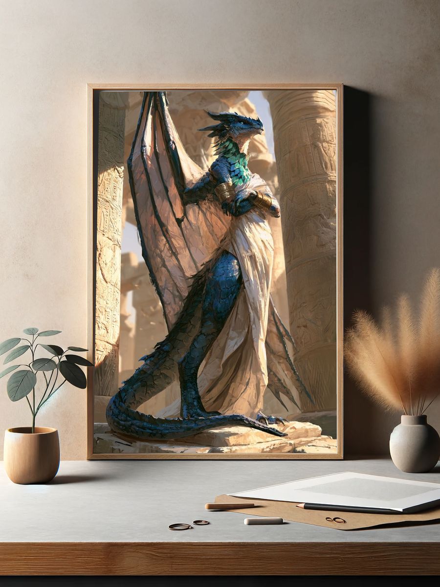 Dragon Statue Fantasy Illustration Poster. — room view 2