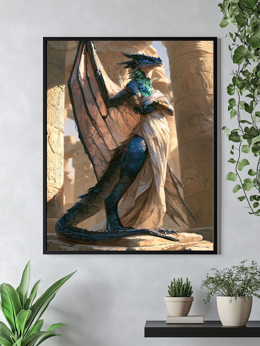 Dragon Statue Fantasy Illustration Poster. — room view 4