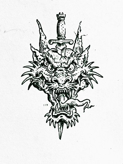 Dragon Sword Ink Print.