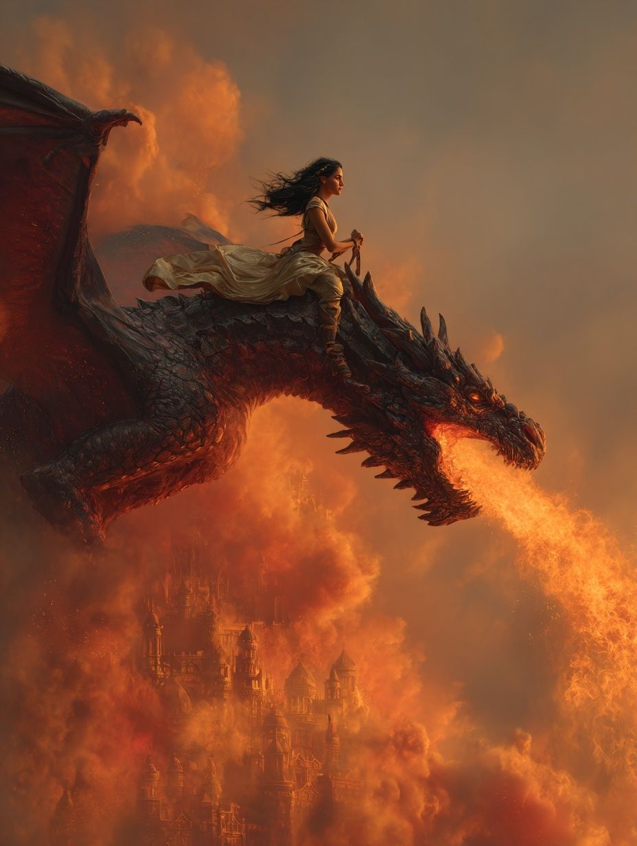 Dragon Rider Fantasy Art Print. poster — illustration art