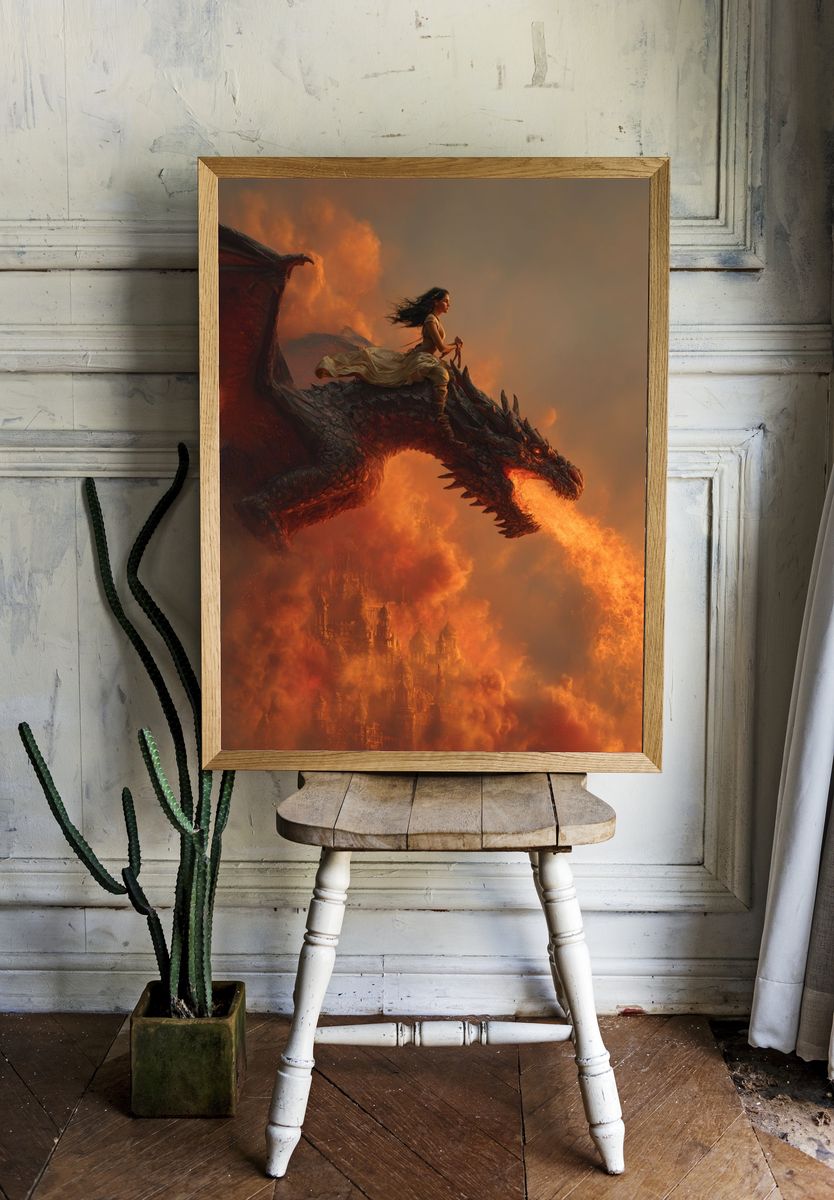 Dragon Rider Fantasy Art Print room preview