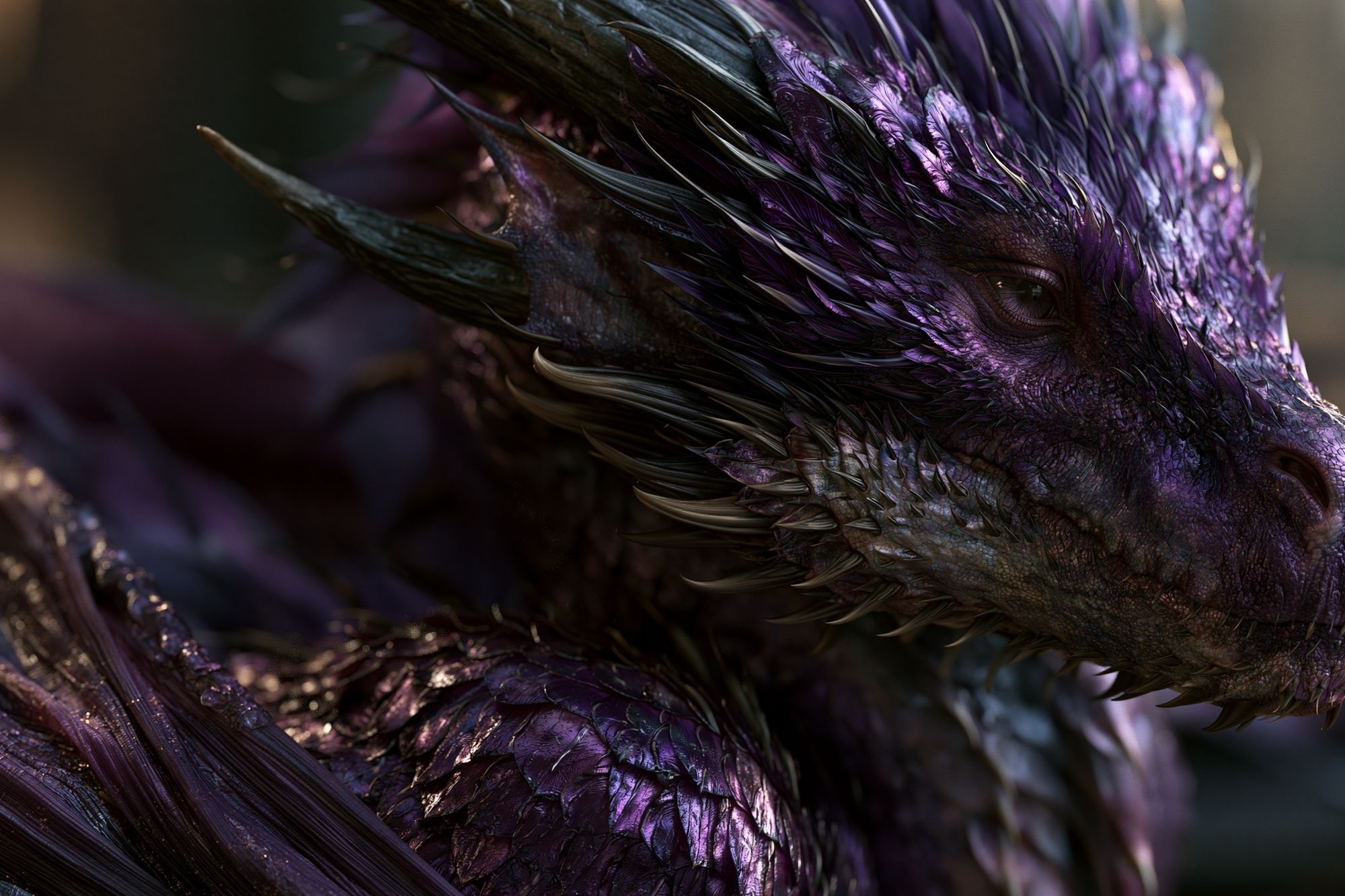 Purple Dragon Portrait Poster. poster — illustration art