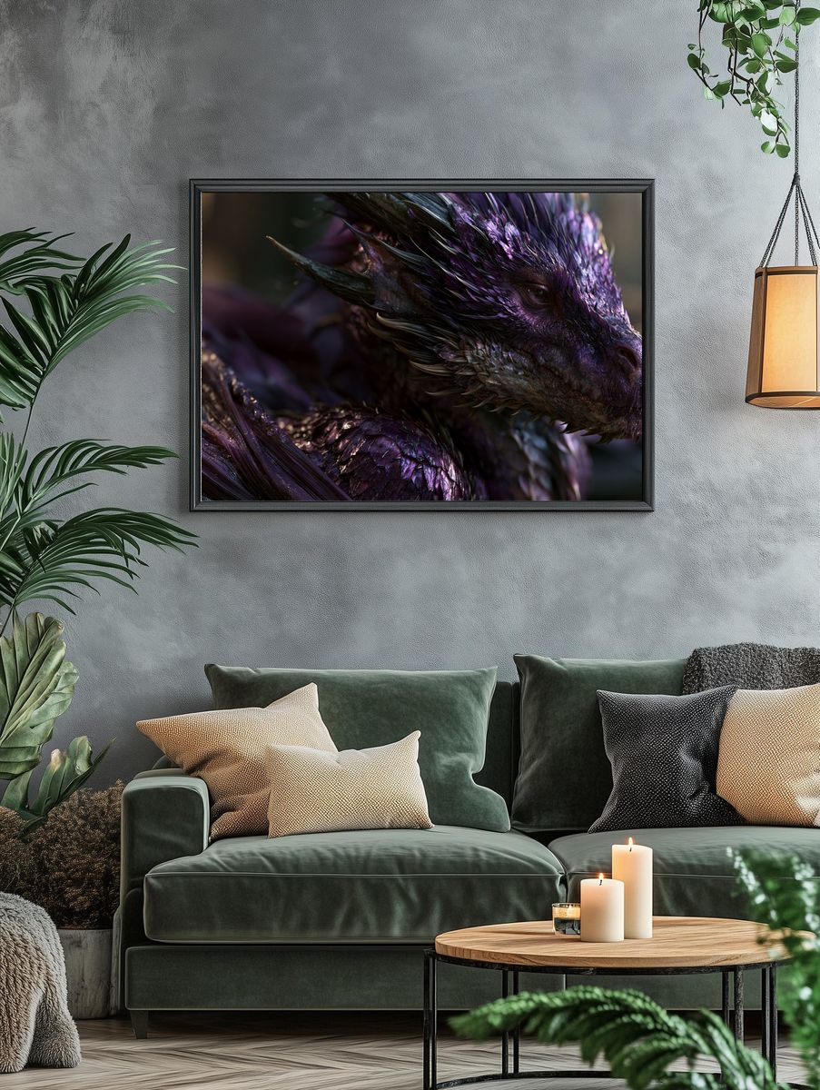 Purple Dragon Portrait Poster. — room view 4