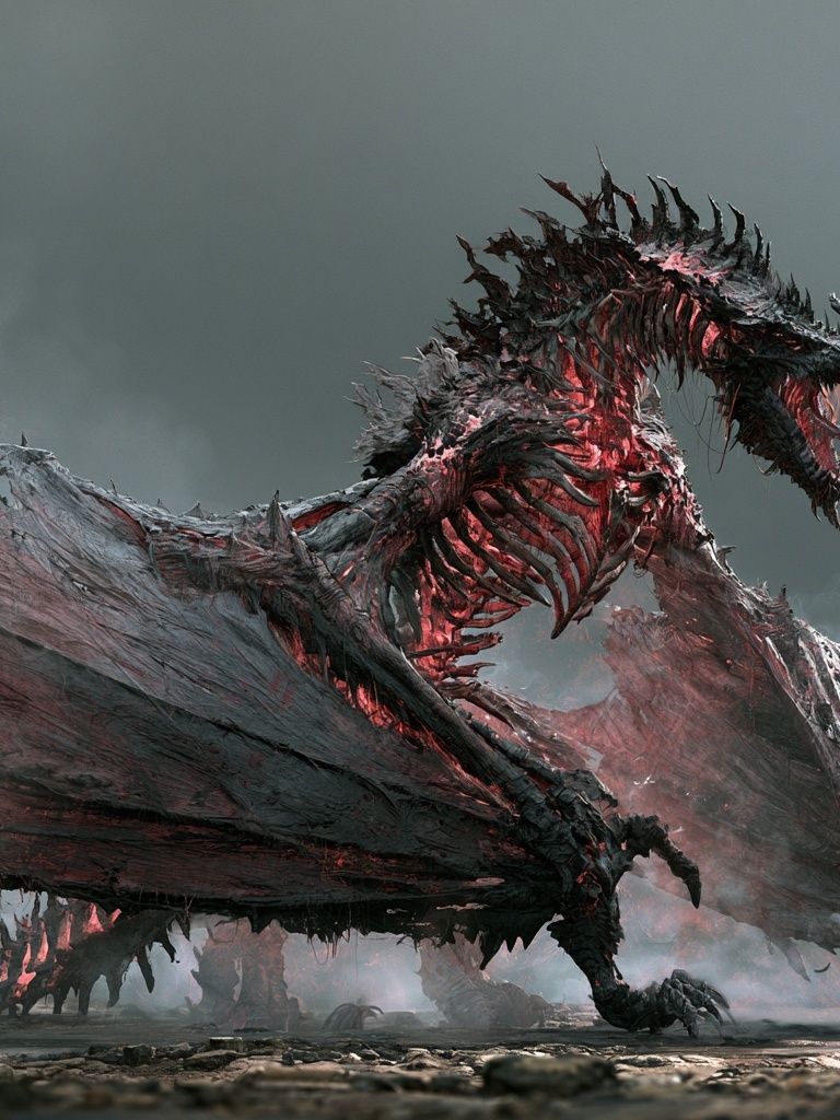 Crimson Dragon Fantasy Print. poster — illustration art