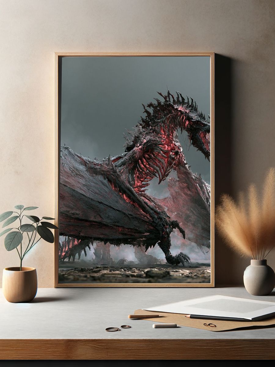 Crimson Dragon Fantasy Print. — room view 2