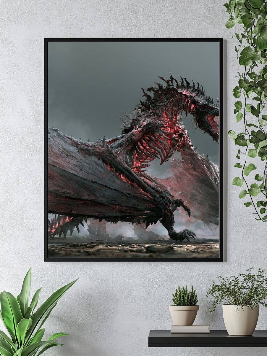 Crimson Dragon Fantasy Print. — room view 4