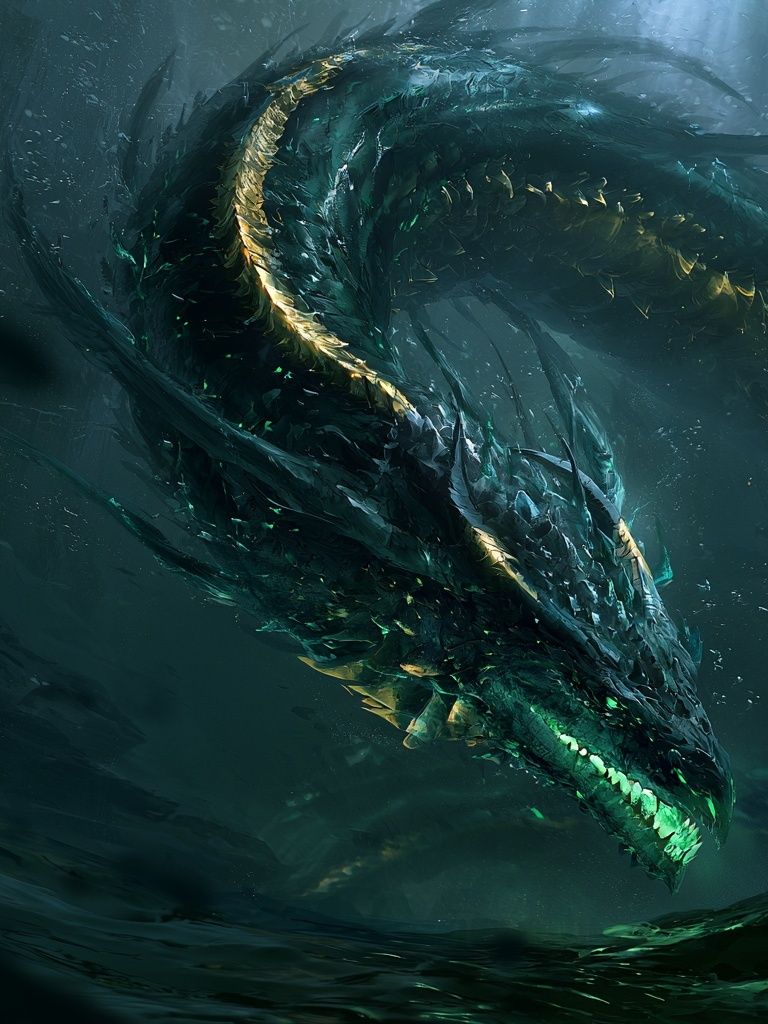 Emerald Dragon Fantasy Print. poster detail