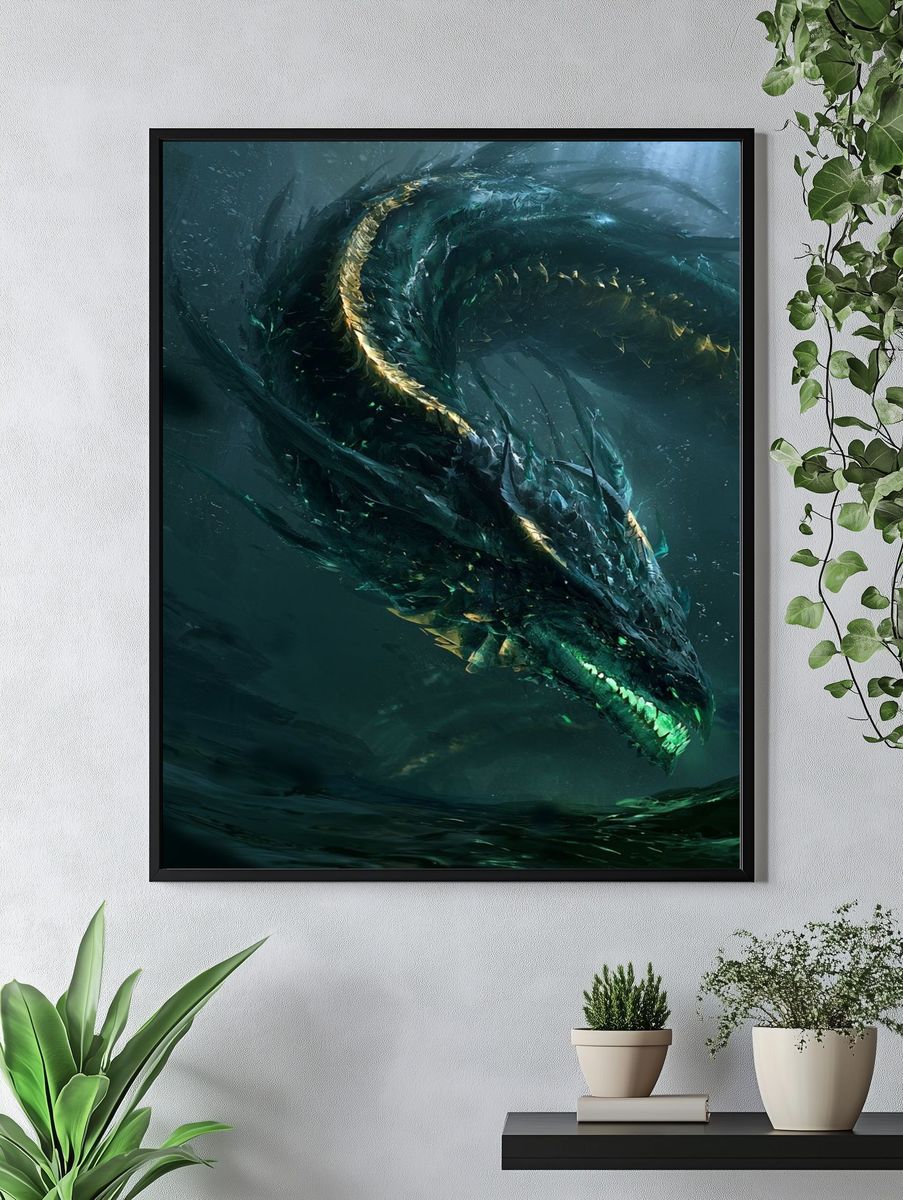 Emerald Dragon Fantasy Print. — room view 4