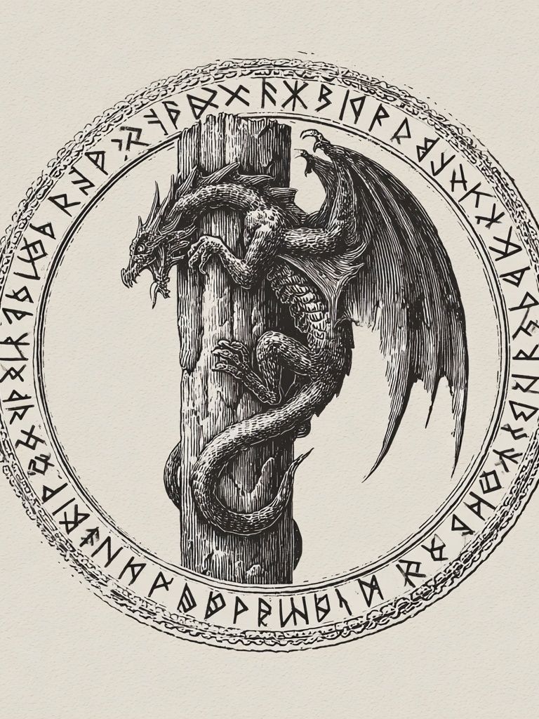 Dragon Rune Illustration Poster. poster — illustration art
