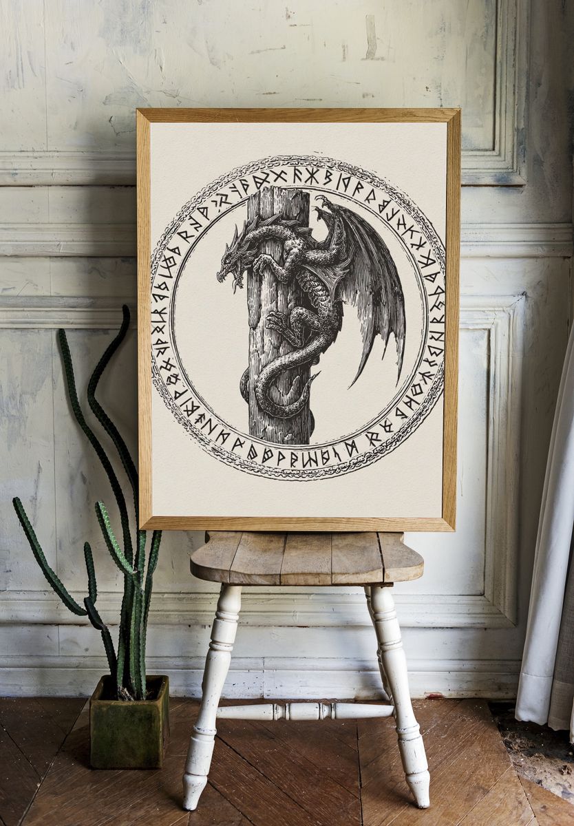 Dragon Rune Illustration Poster room preview