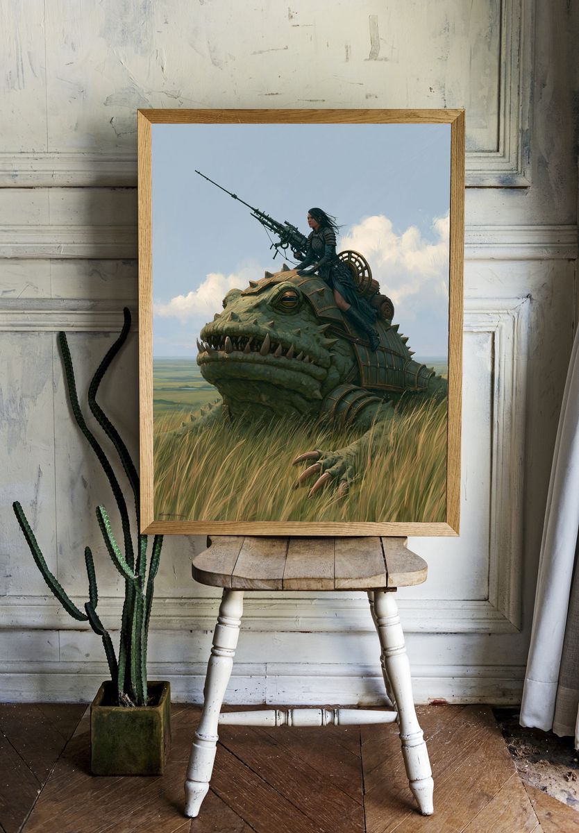 Dragon Rider Fantasy Illustration Poster. — room view 1