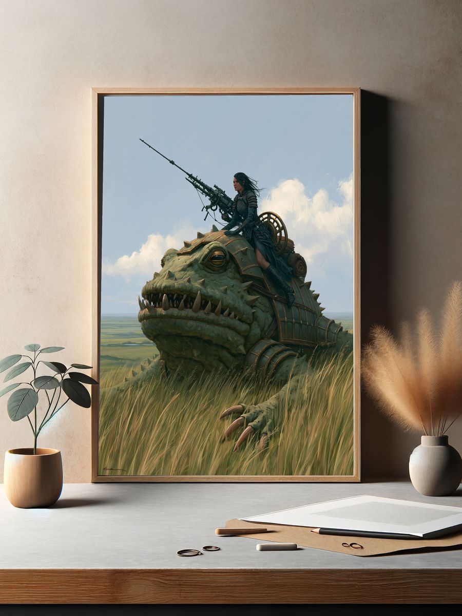 Dragon Rider Fantasy Illustration Poster. — room view 2
