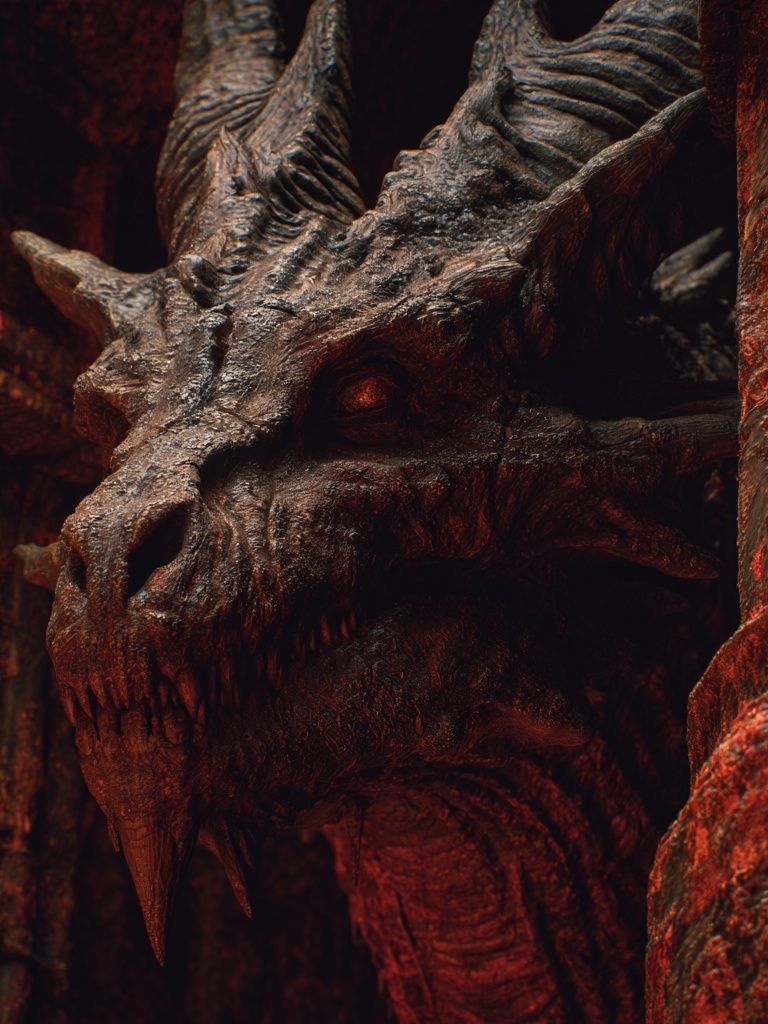 Crimson Dragon Head Fantasy Print. poster detail