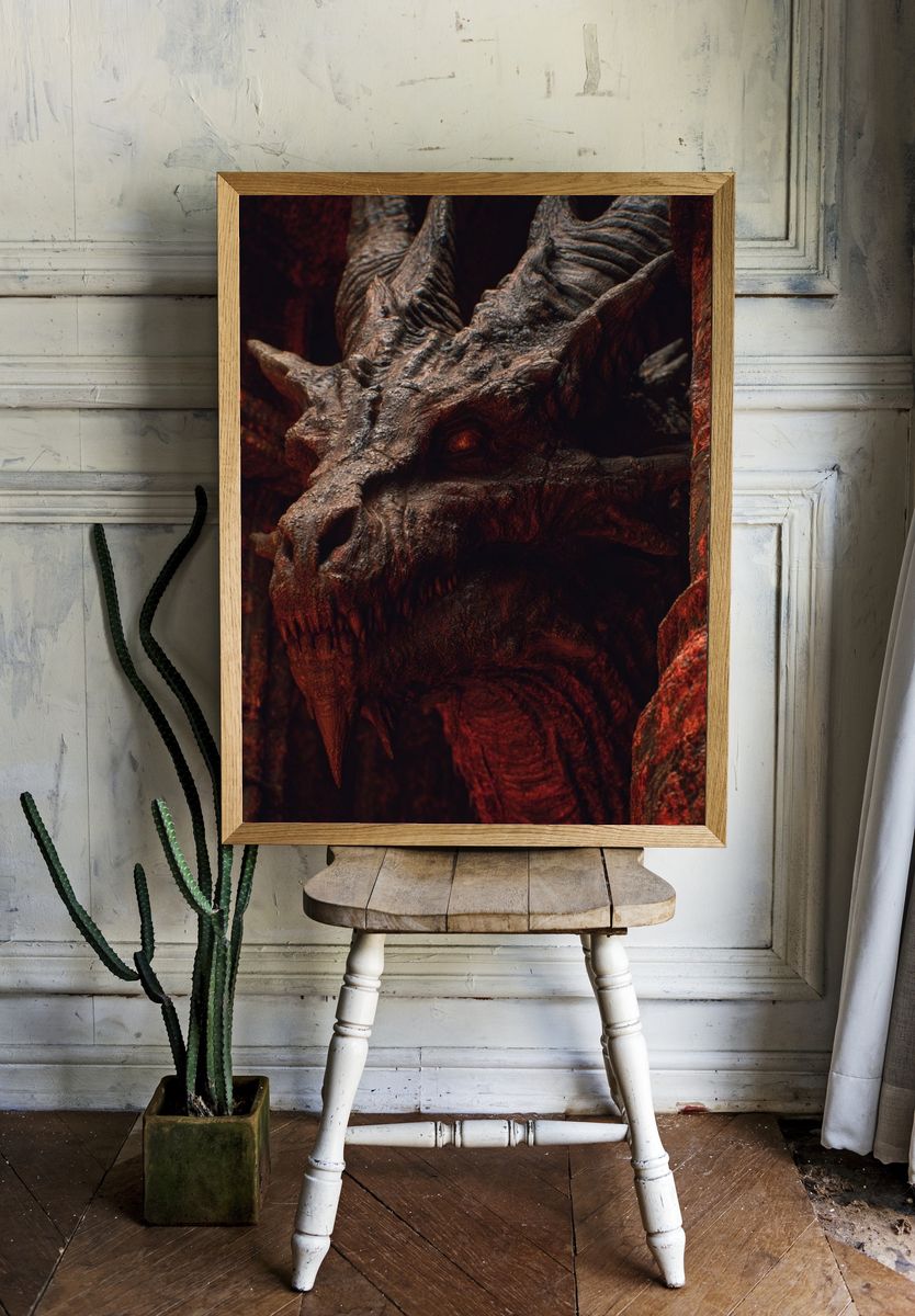 Crimson Dragon Head Fantasy Print room preview