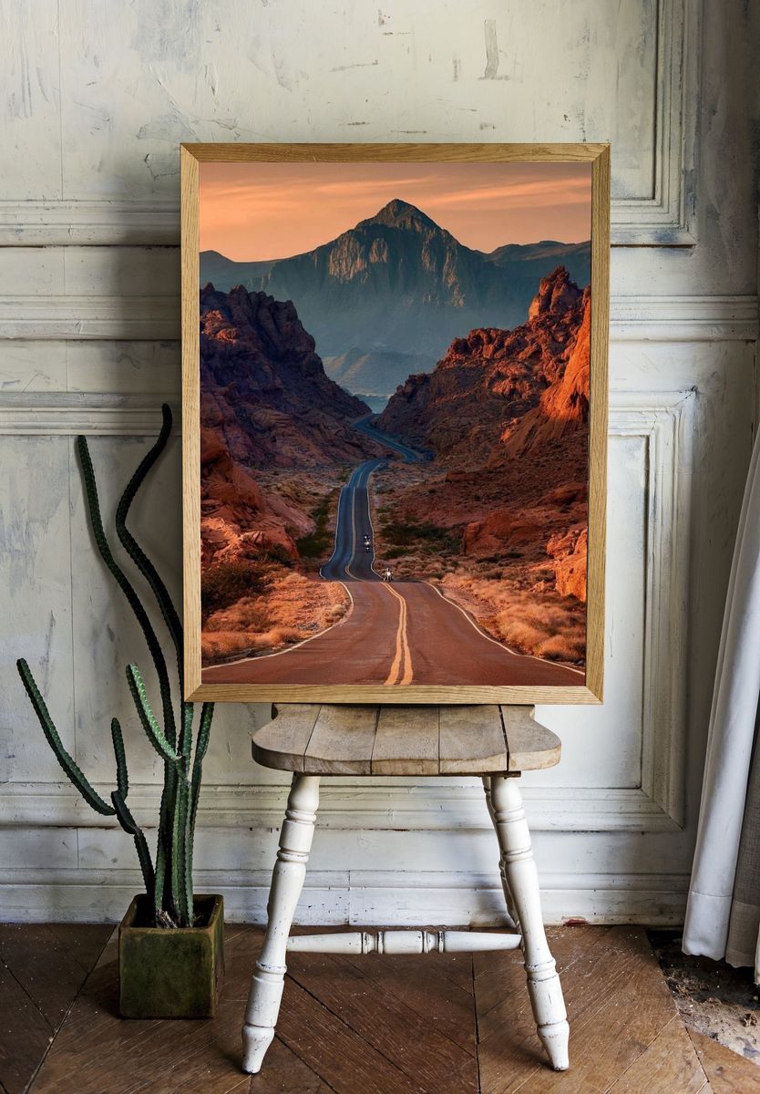 Desert Canyon Road Photography Poster. — room view 1