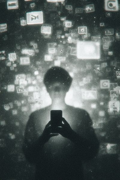 Digital Reflection Silhouette Print. poster