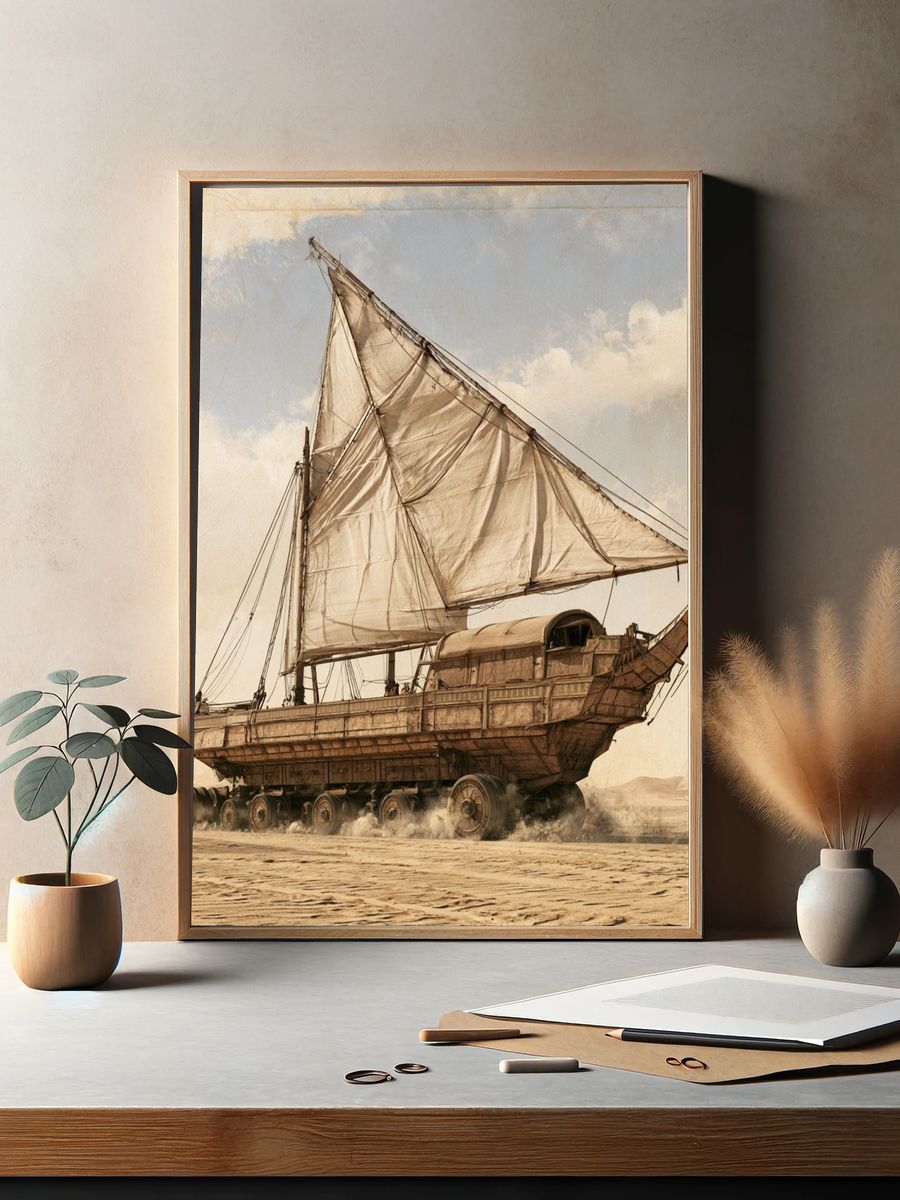 Desert Sail Ship Surrealism Poster. — room view 2