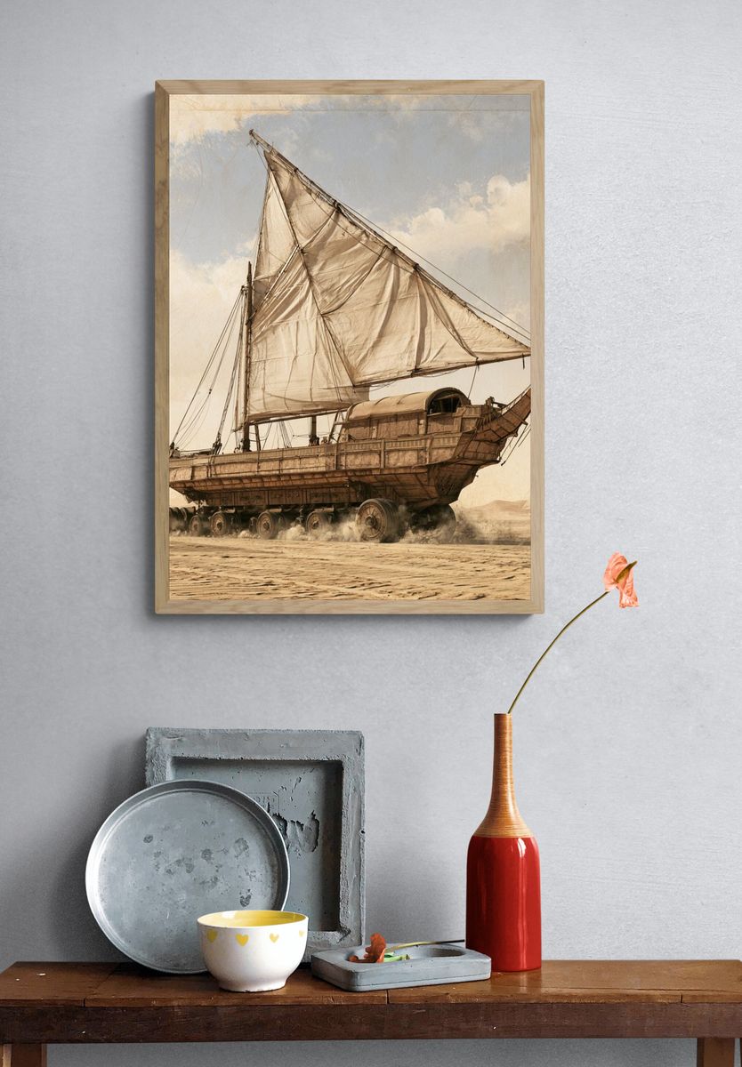 Desert Sail Ship Surrealism Poster. — room view 3