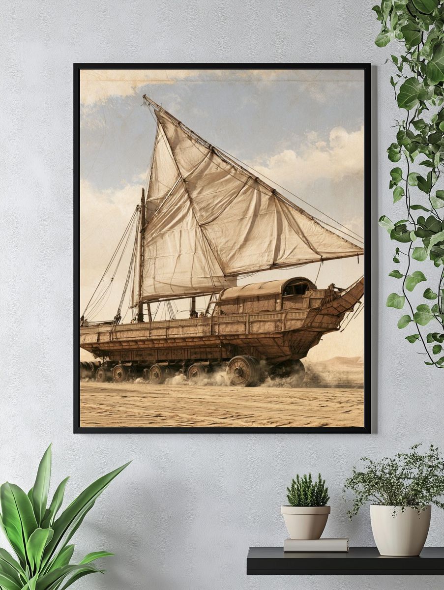 Desert Sail Ship Surrealism Poster. — room view 4