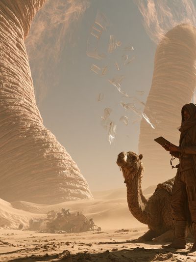 Desert Sci-Fi Explorer Poster. poster