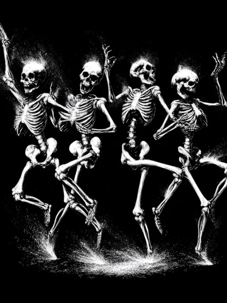 Dancing Skeletons — Illustration Print. poster detail