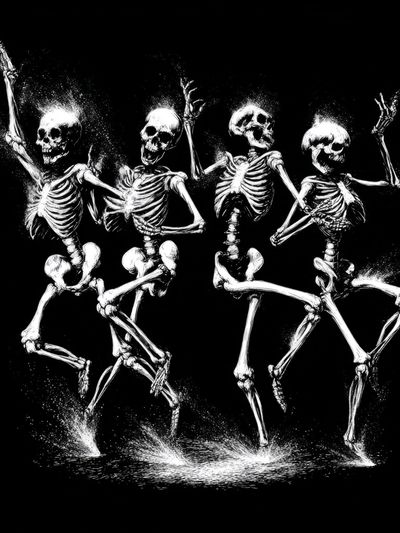 Dancing Skeletons — Illustration Print. poster