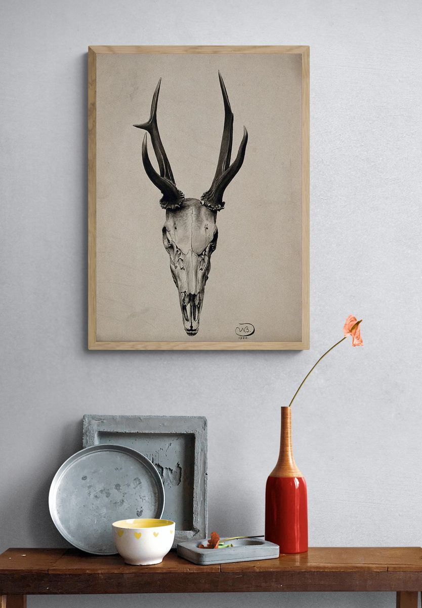 Deer Skull — Fine Art Print. — room view 3