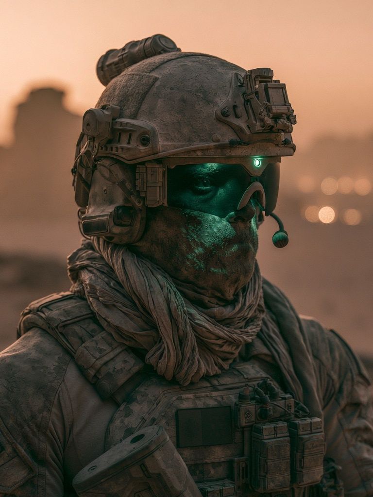 Desert Soldier Sci-Fi Portrait Poster. poster detail