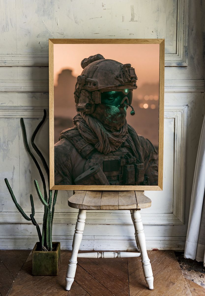 Desert Soldier Sci-Fi Portrait Poster. — room view 1