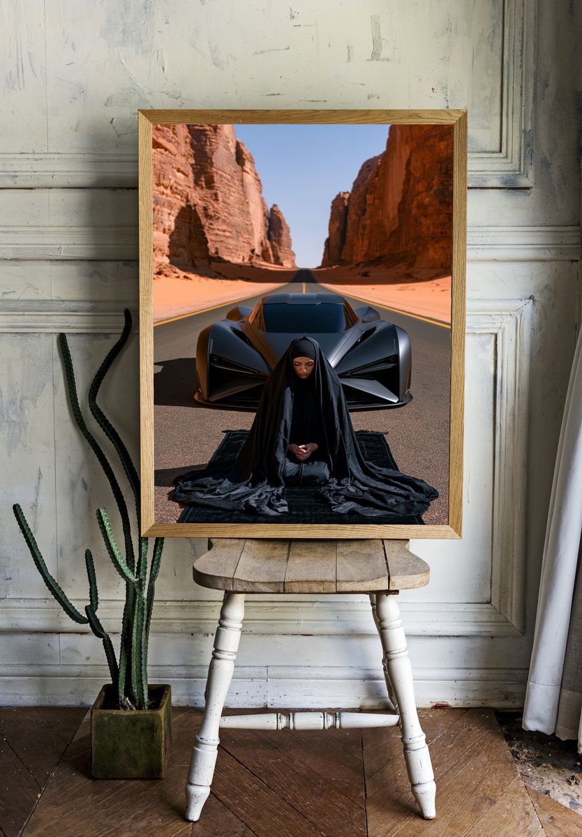 Desert Supercar Portrait Print. — room view 1