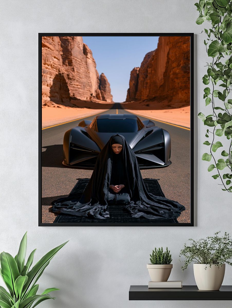 Desert Supercar Portrait Print. — room view 4