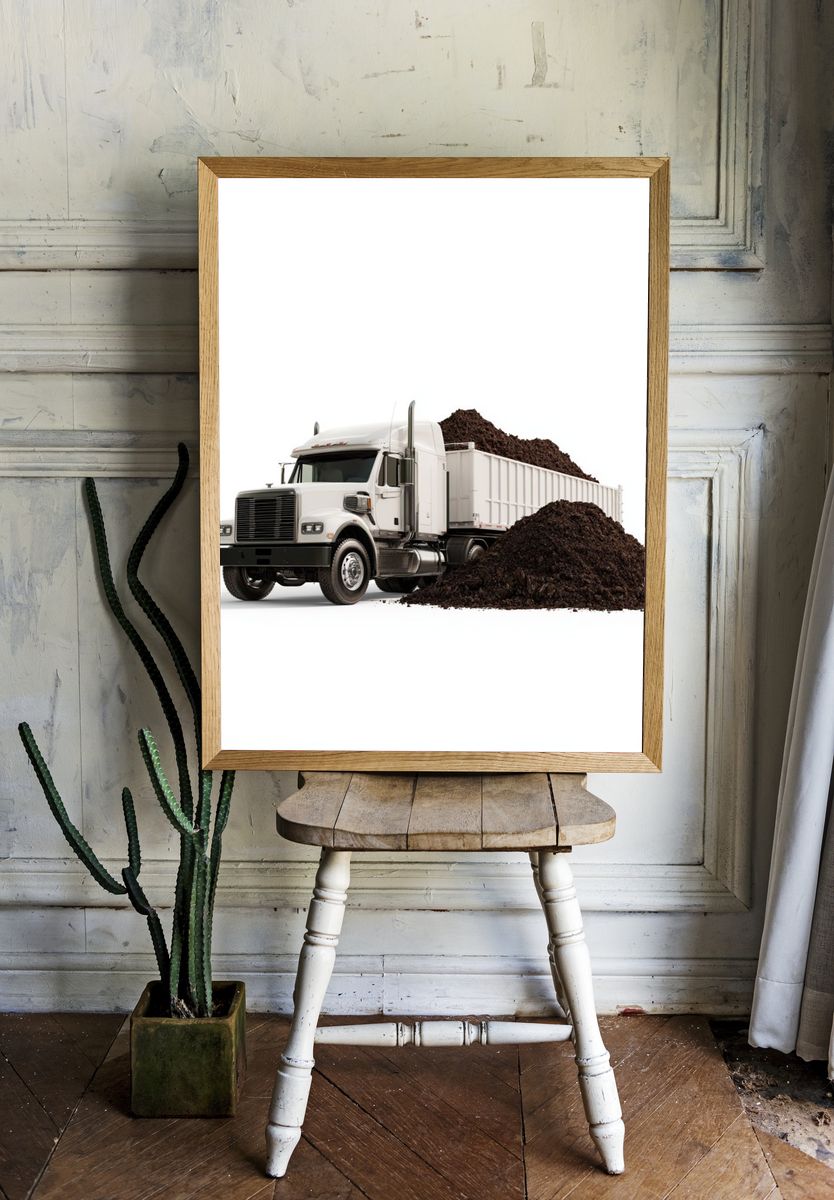 Dump Truck on White Background Poster. — room view 1