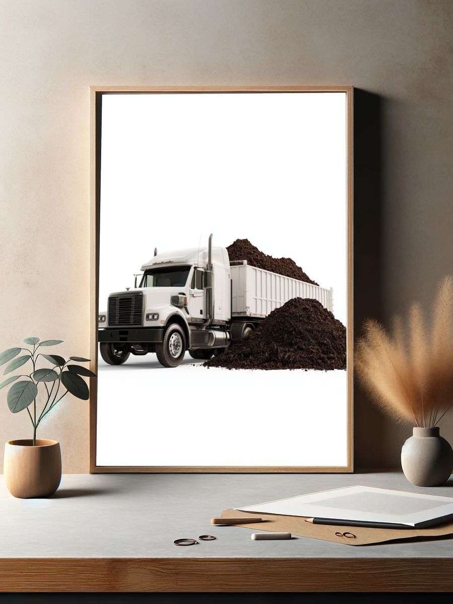 Dump Truck on White Background Poster. — room view 2