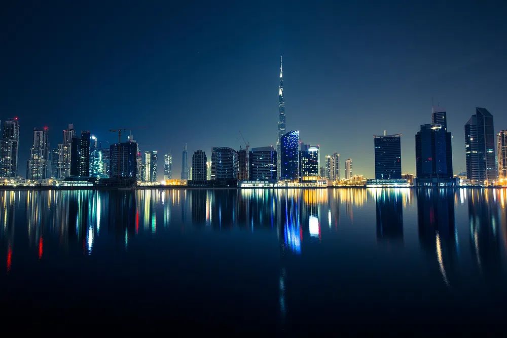 Dubai Skyline at Night — Photography Print. poster detail