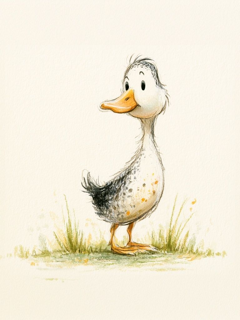 Cute Duckling Watercolor Print. poster detail